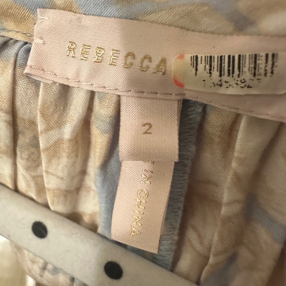 Rebecca Taylor Short Sleeve Satin Leaf Dress Size 2 - Picture 5 of 9